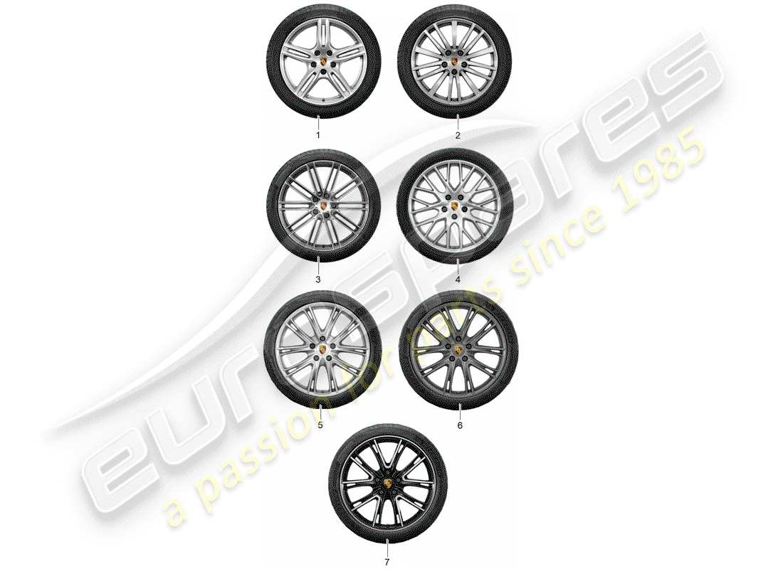 porsche tequipment panamera (2020) wheel disc 'alum.' with part diagram