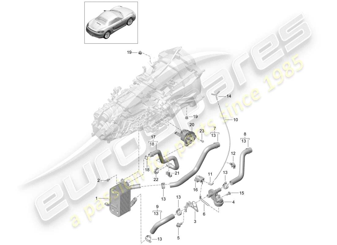 porsche boxster 981 (2014) manual gearbox part diagram