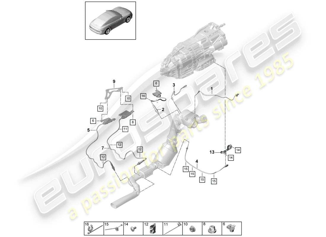 porsche panamera 971 (2020) exhaust system part diagram