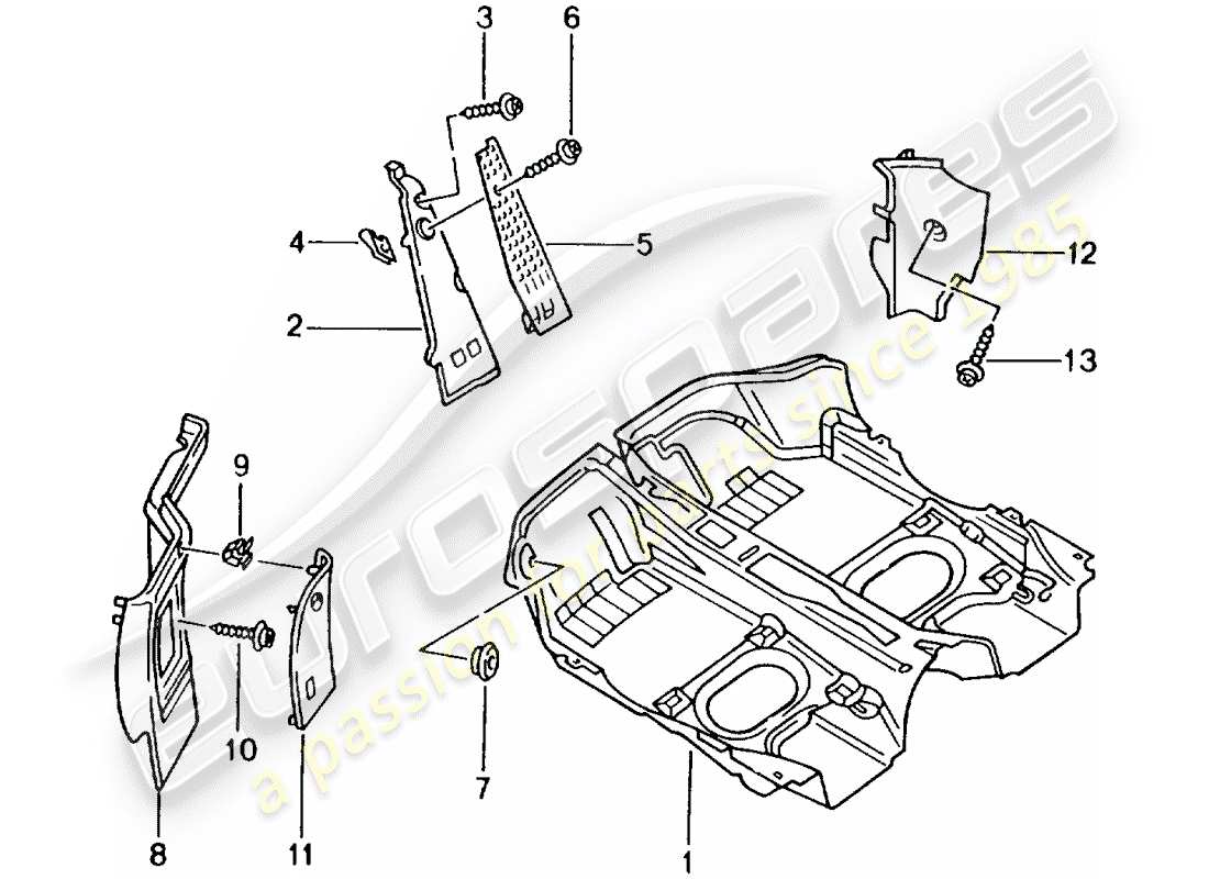 porsche 996 (2005) floor cover - trims part diagram