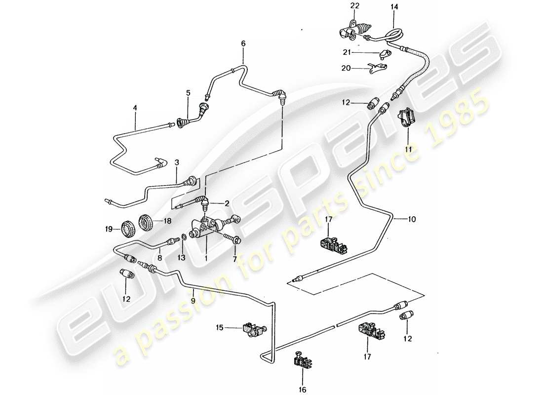 porsche 996 (2005) hydraulic clutch - operation - clutch master cylinder - tube-/hose line part diagram