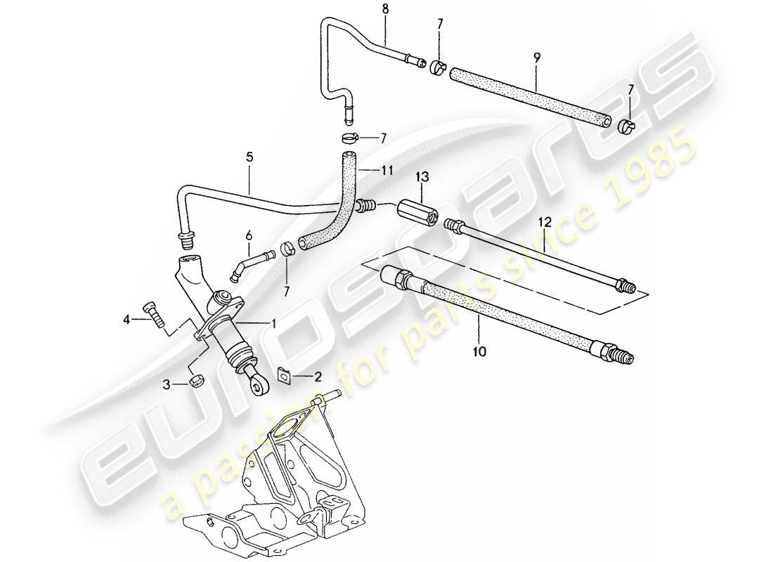 porsche 993 (1996) hydraulic clutch - operation - clutch master cylinder part diagram