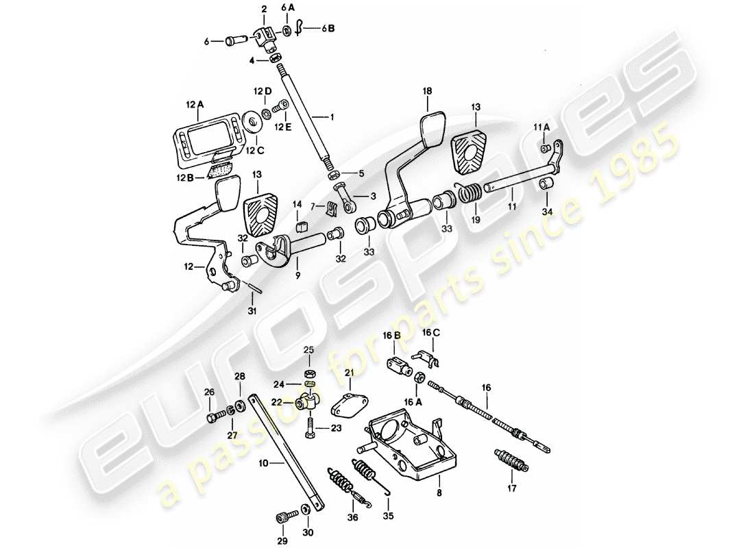 porsche 911 (1980) pedals part diagram