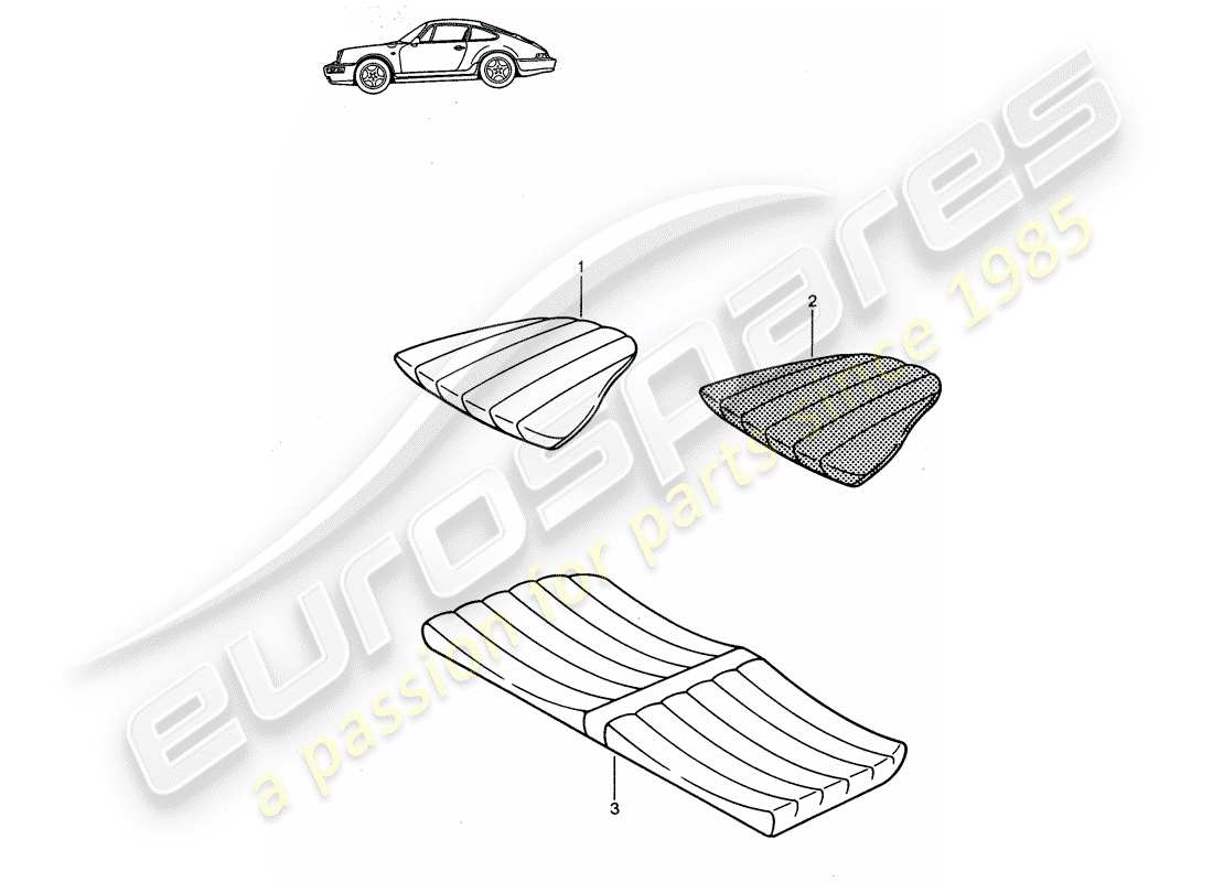 porsche seat 944/968/911/928 (1991) back seat cushion - - - d - mj 1989>> - mj 1994 part diagram