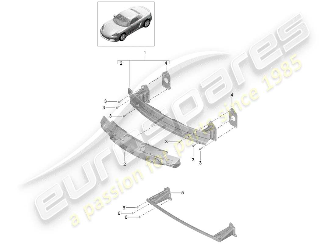 porsche 718 boxster (2017) bumper bracket part diagram