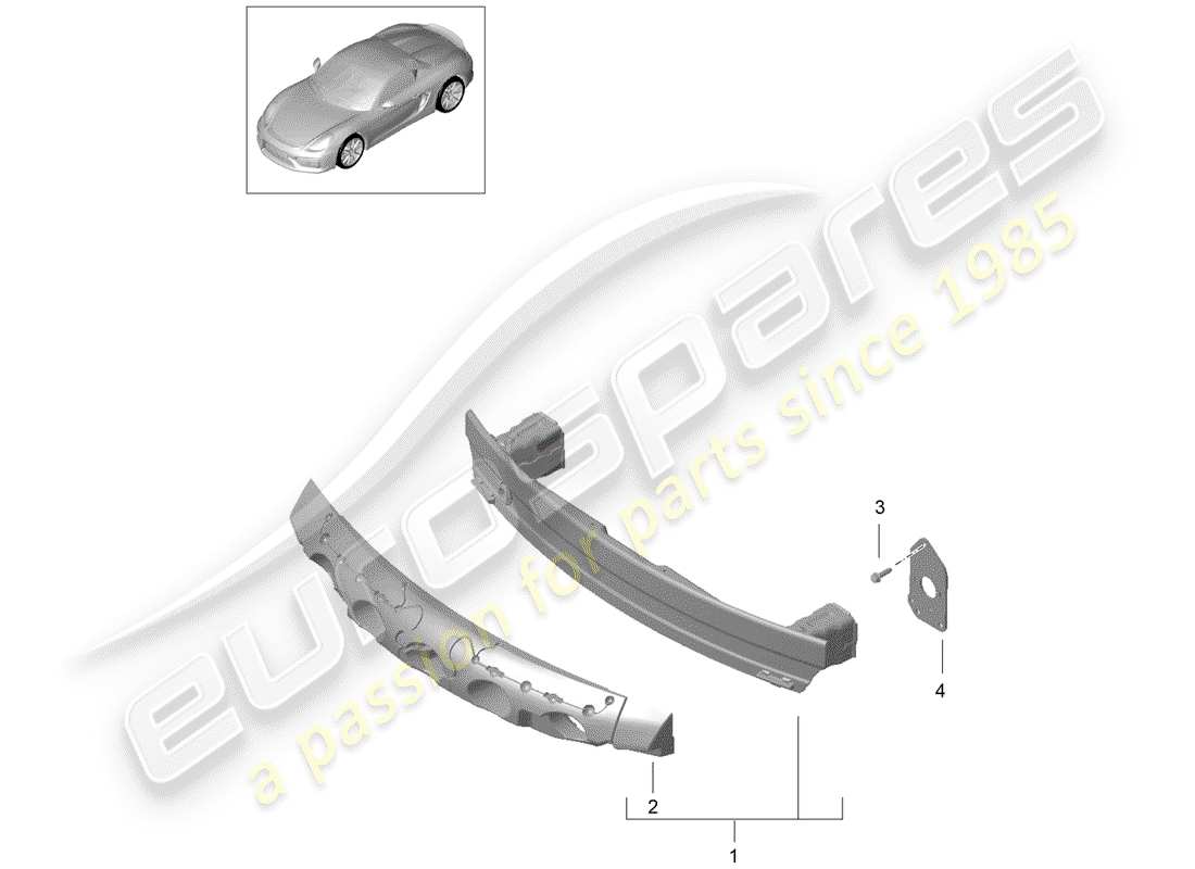 porsche boxster spyder (2016) bumper bracket part diagram