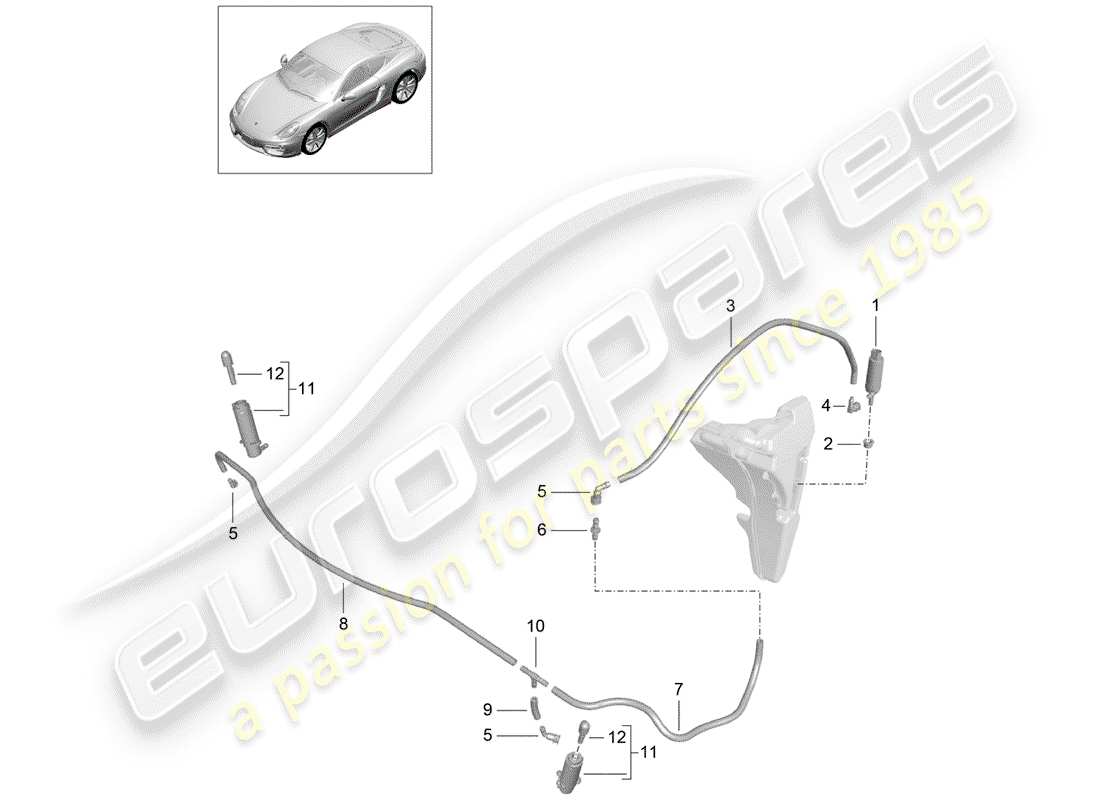 porsche cayman 981 (2015) headlight washer system part diagram