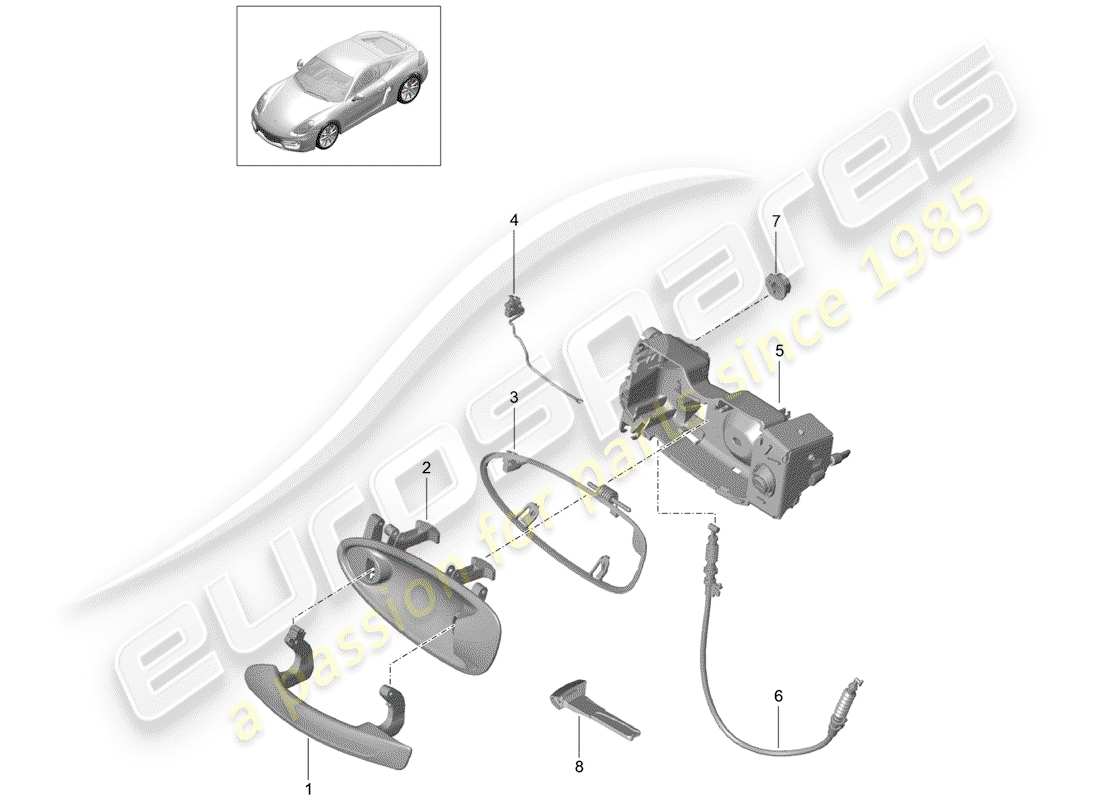 porsche cayman 981 (2015) door handle part diagram