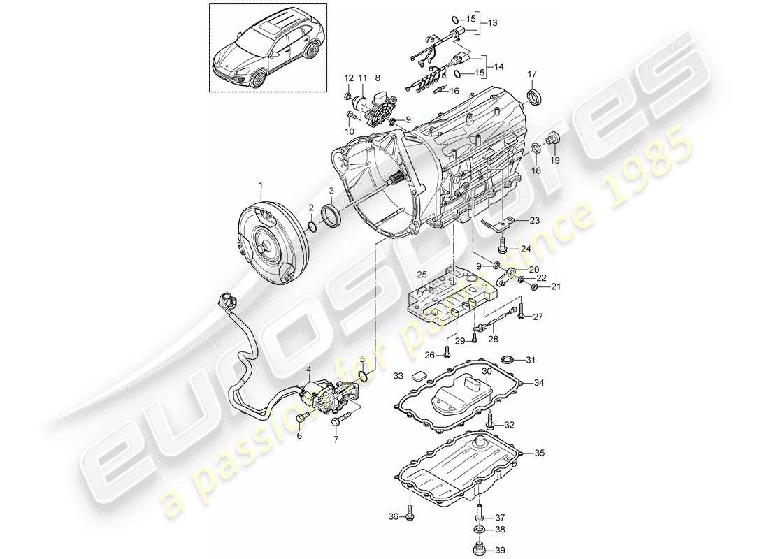 porsche cayenne e2 (2014) 8-speed automatic gearbox part diagram