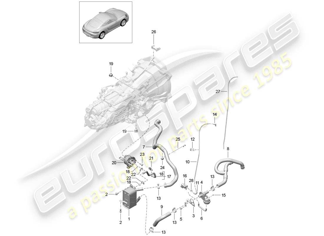 porsche 718 cayman (2019) manual gearbox part diagram