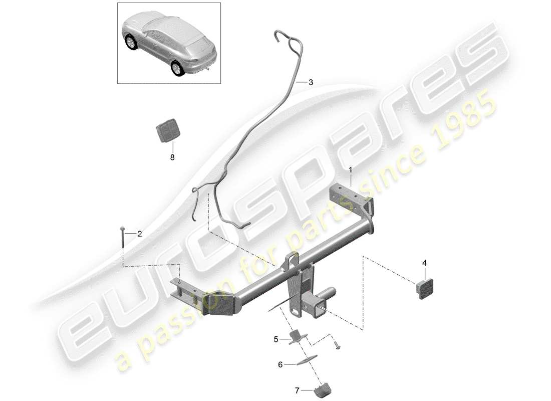 porsche macan (2014) tow hitch part diagram