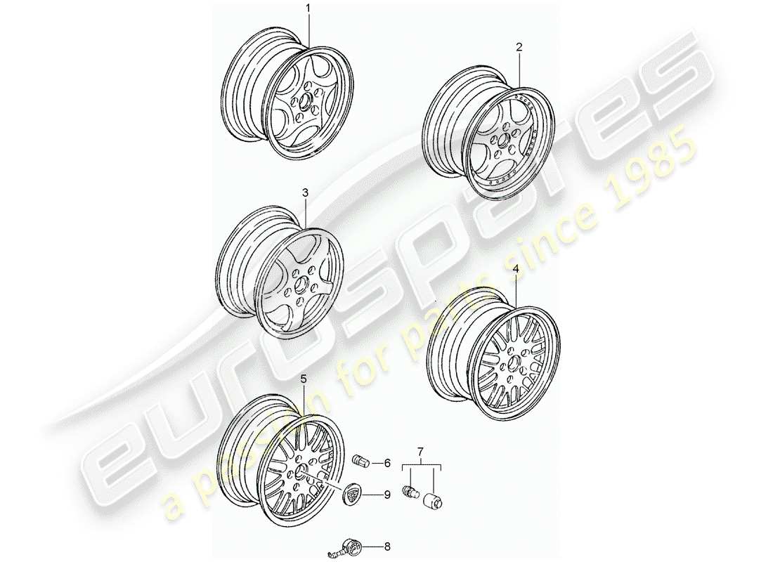 porsche tequipment catalogue (2008) alloy wheel part diagram