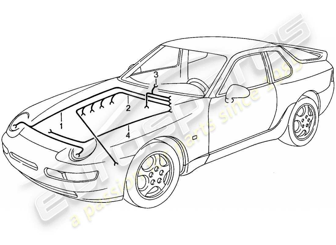 porsche 968 (1992) wiring harnesses - engine bay - heater - air conditioner part diagram