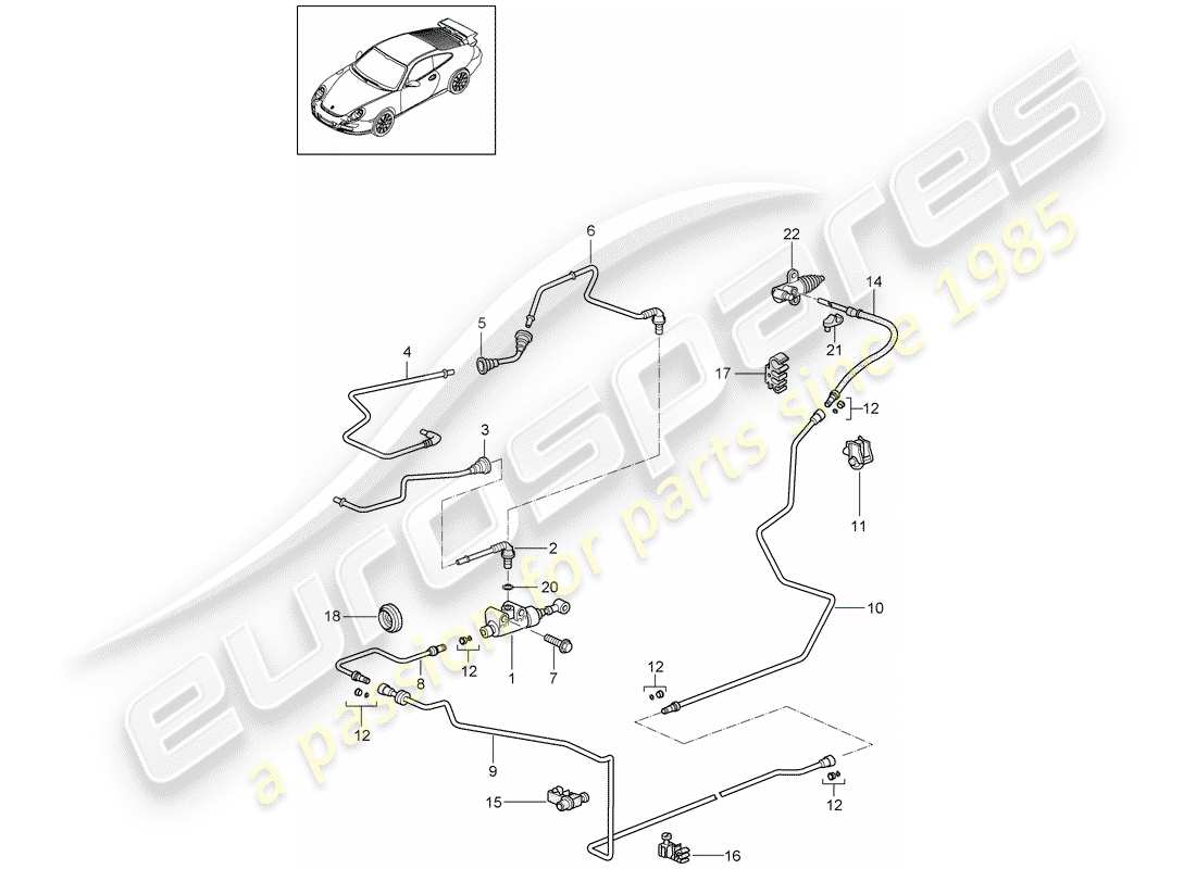 porsche 997 gt3 (2011) hydraulic clutch part diagram