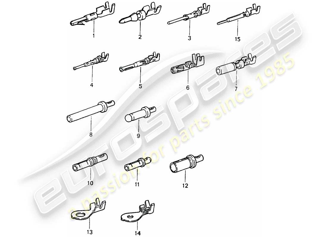 porsche 964 (1991) pin (male) terminal - contact pin - cable shoe part diagram