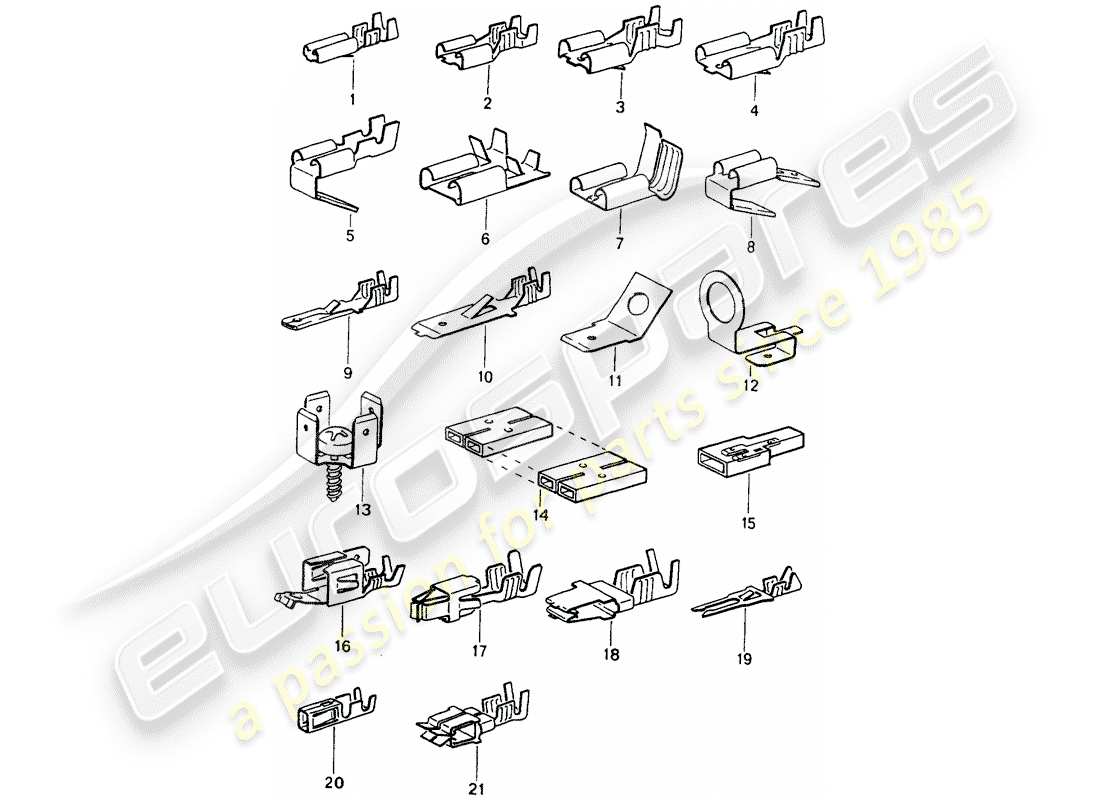 porsche 964 (1989) male blade terminal - push-on connector part diagram