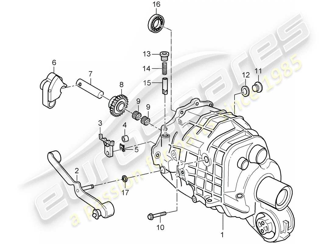 porsche 996 (2005) transmission case - transmission cover part diagram