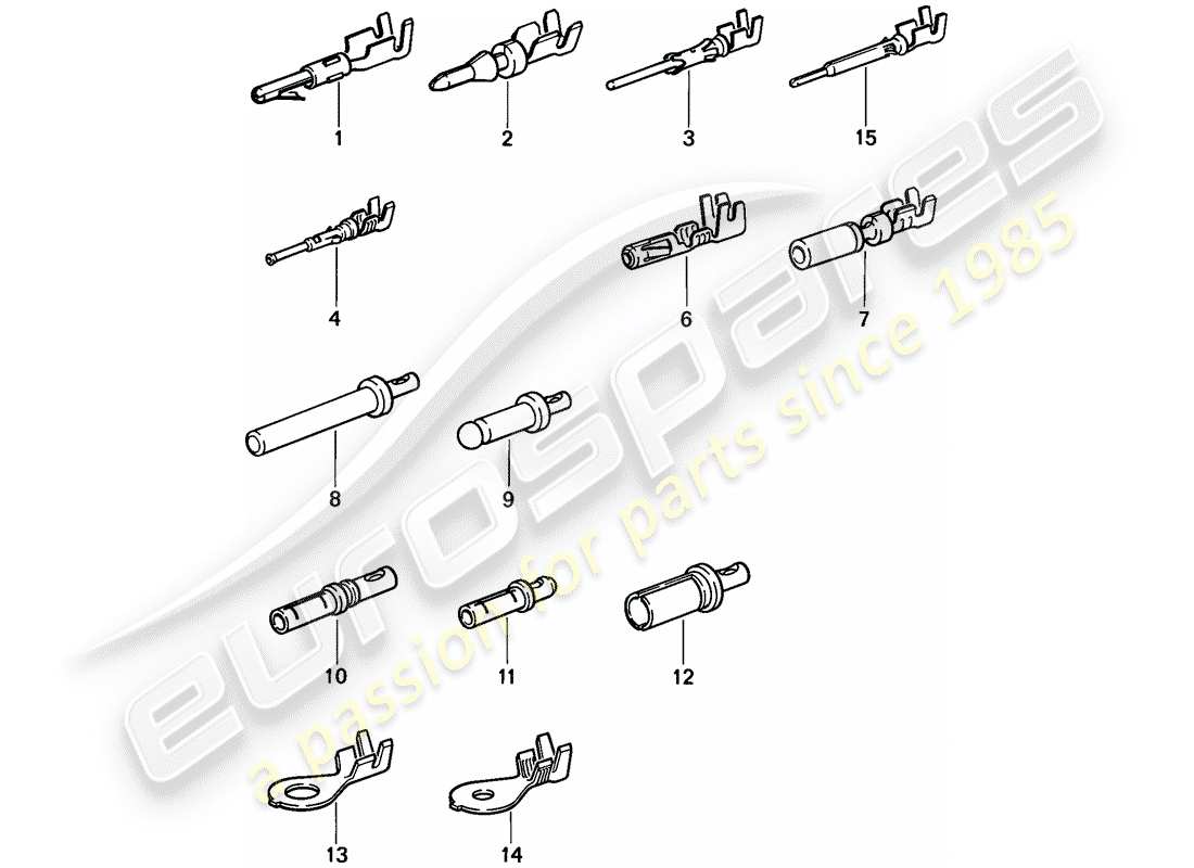 porsche 944 (1986) pin (male) terminal - contact pin - cable shoe part diagram