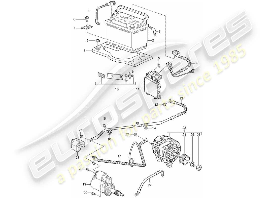 porsche 997 gt3 (2011) battery part diagram