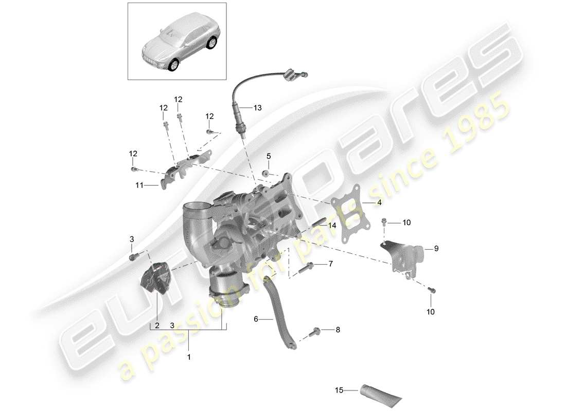 porsche macan (2016) exhaust gas turbocharger part diagram