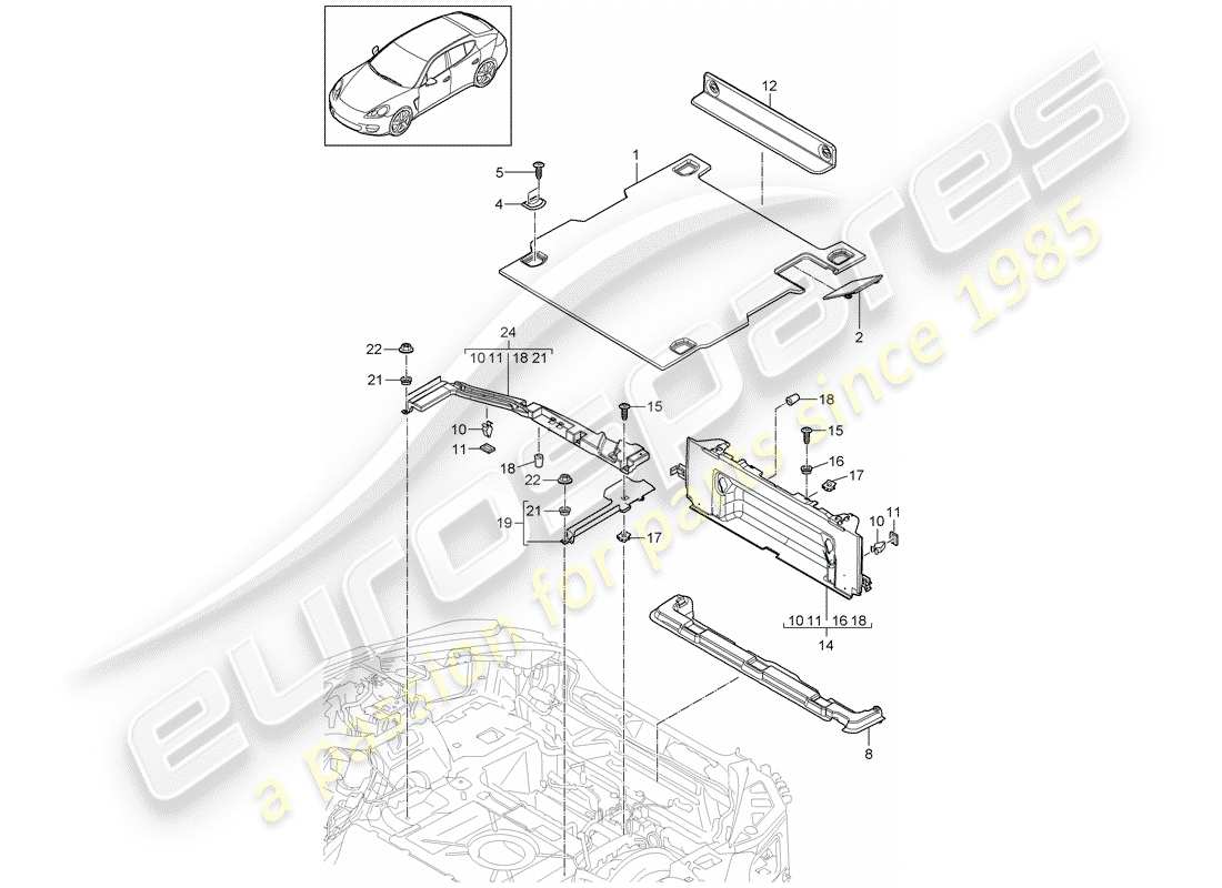 porsche panamera 970 (2013) trims part diagram