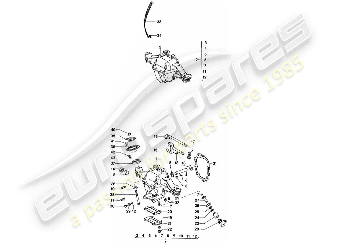 porsche 914 (1973) transmission cover - transmission suspension part diagram