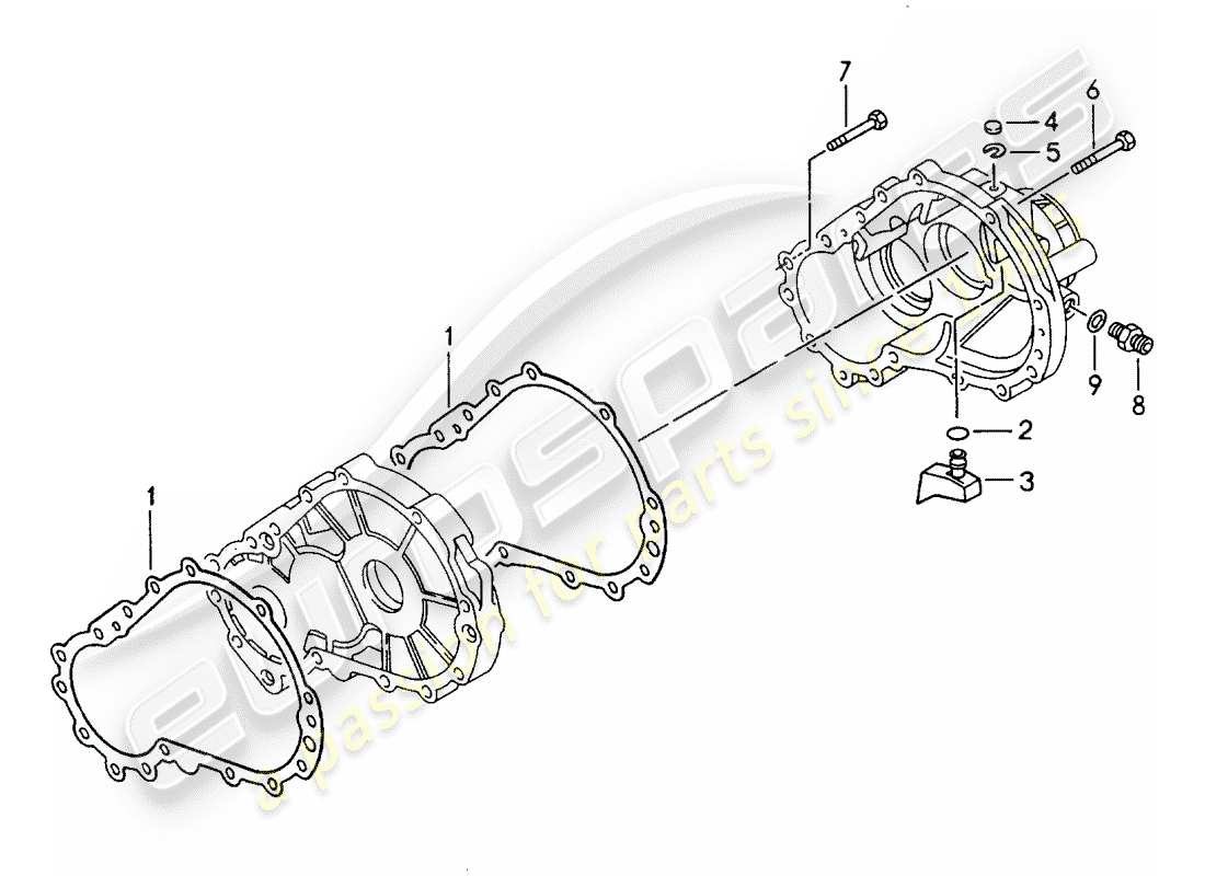 porsche 968 (1992) tiptronic - transmission case part diagram