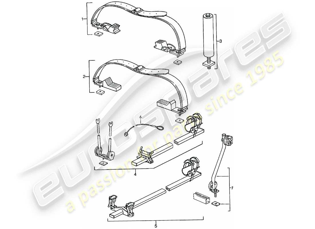 porsche 911 (1980) roof transport system - - 2 - part diagram