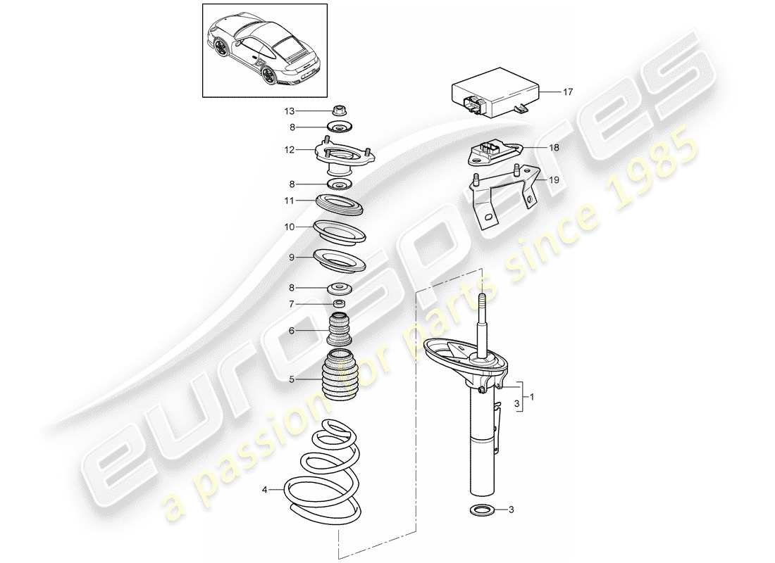 porsche 911 t/gt2rs (2012) suspension part diagram