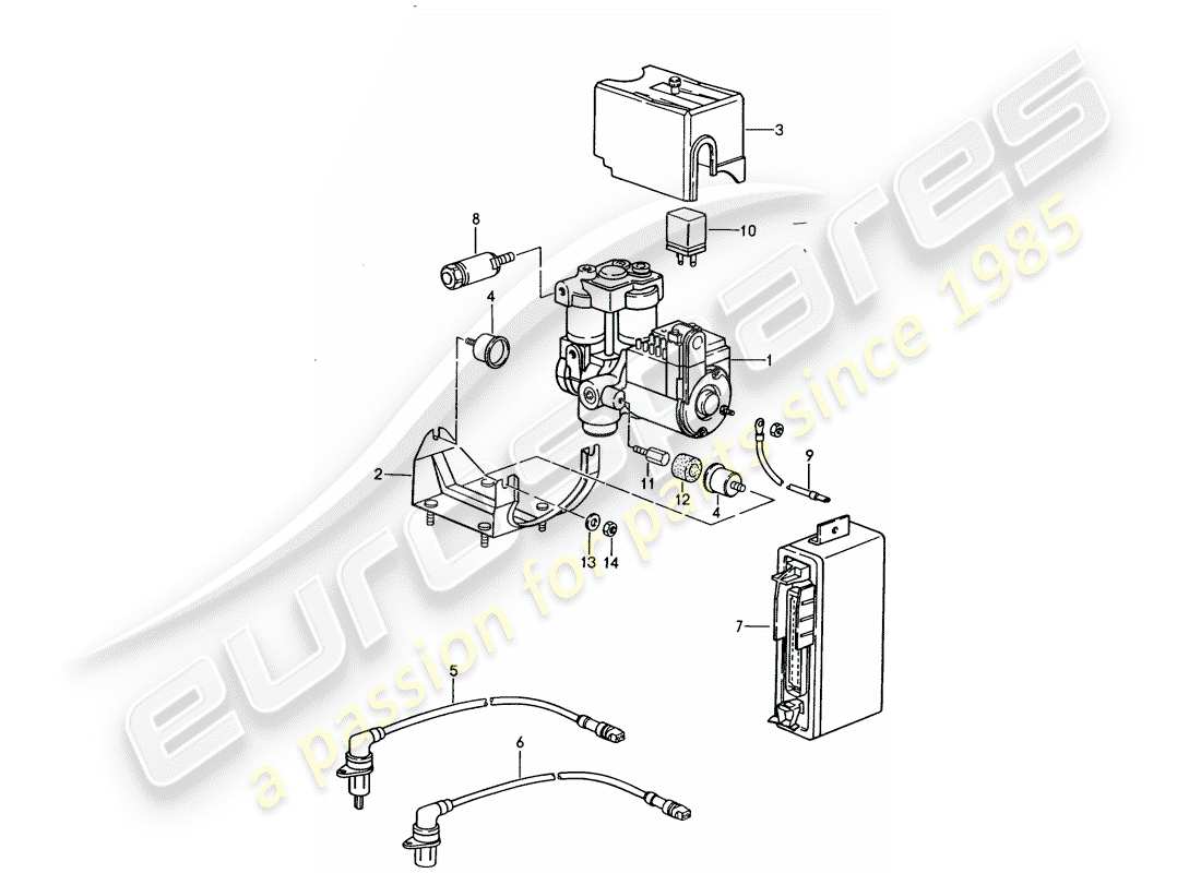 porsche 944 (1986) hydraulic unit - -abs- part diagram