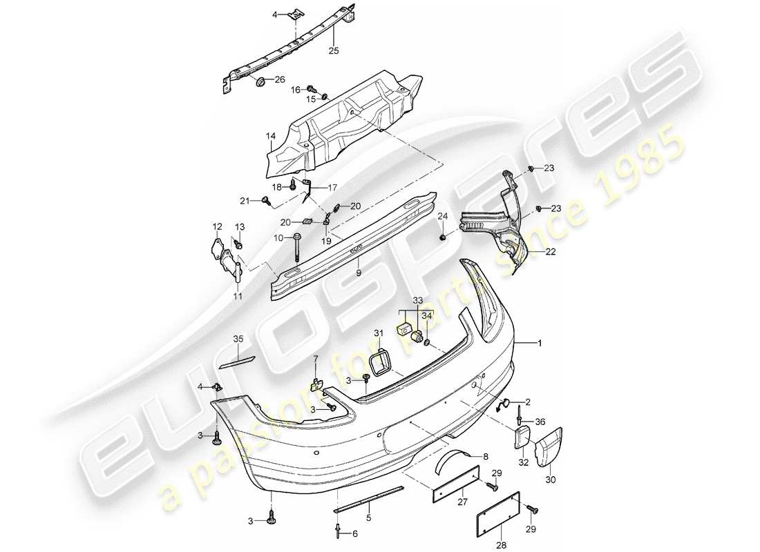 porsche boxster 987 (2006) bumper part diagram