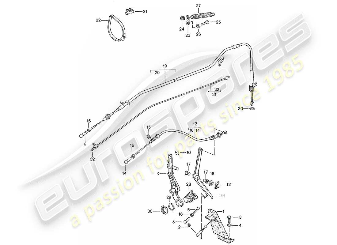 porsche 928 (1990) throttle control part diagram