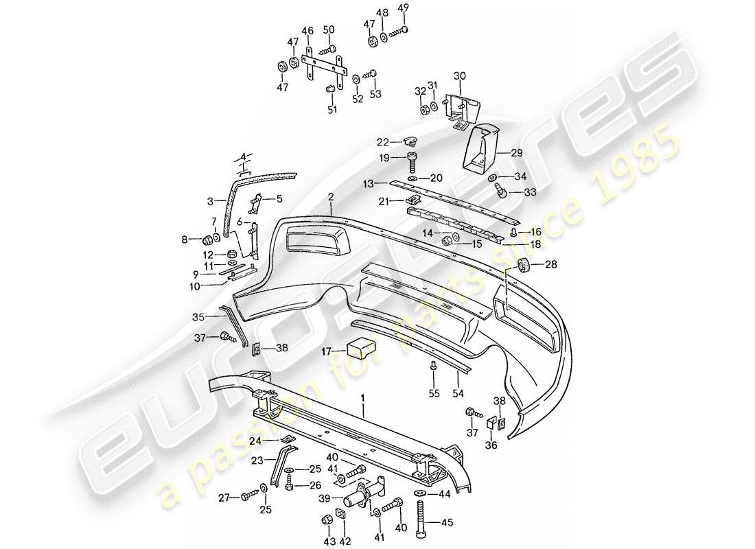 porsche 928 (1990) bumper part diagram