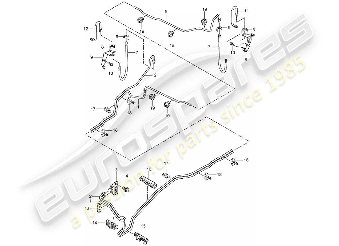 porsche cayenne (2004) brake line part diagram