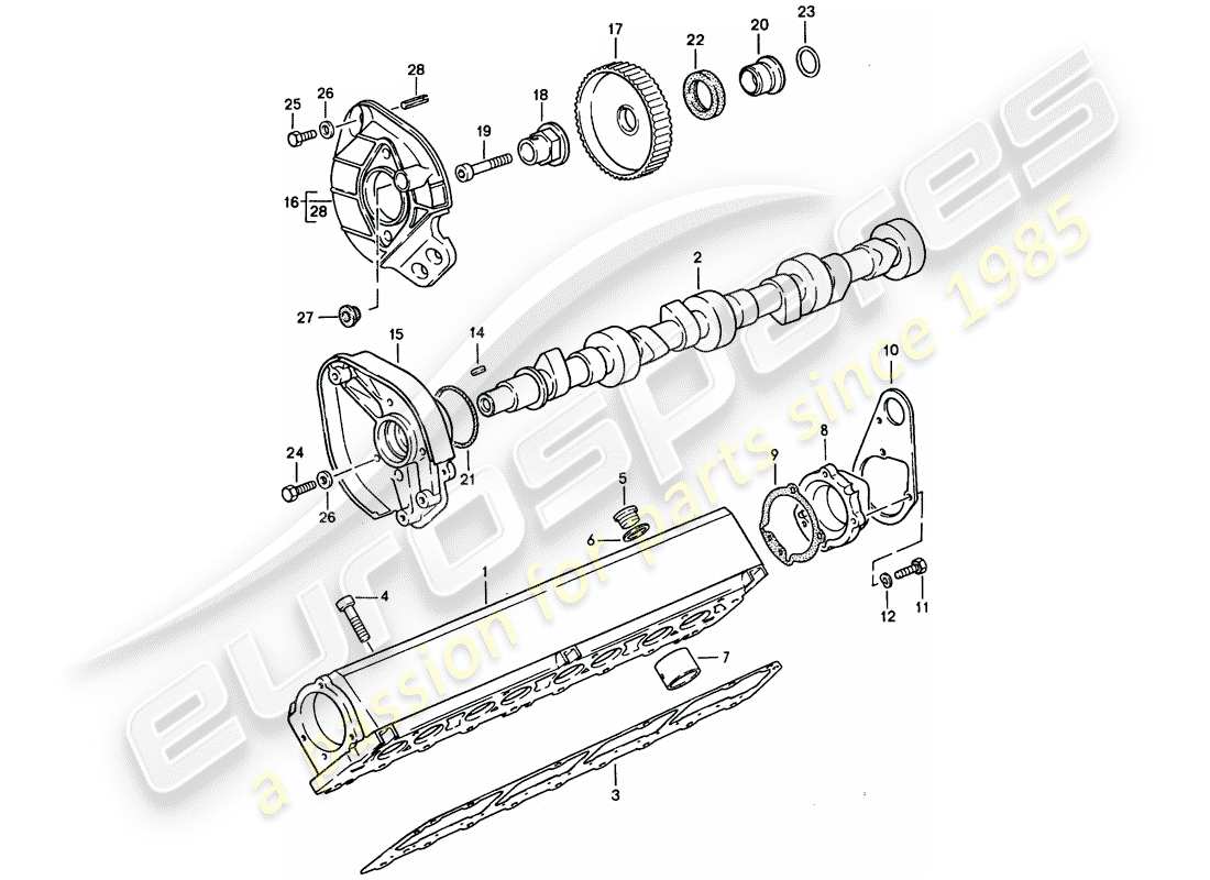 porsche 944 (1990) camshaft housing - camshaft part diagram