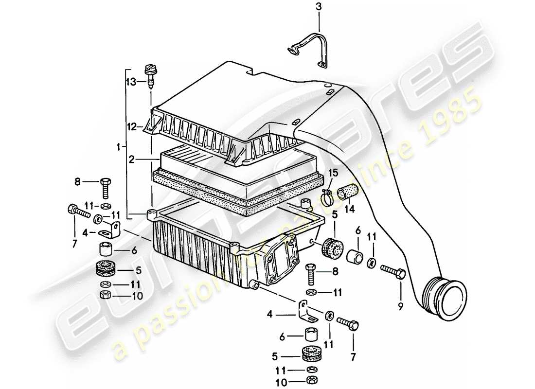 porsche 944 (1987) air cleaner system part diagram