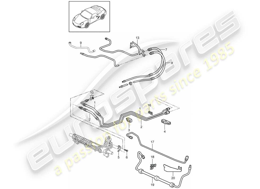 porsche boxster 987 (2010) power steering part diagram