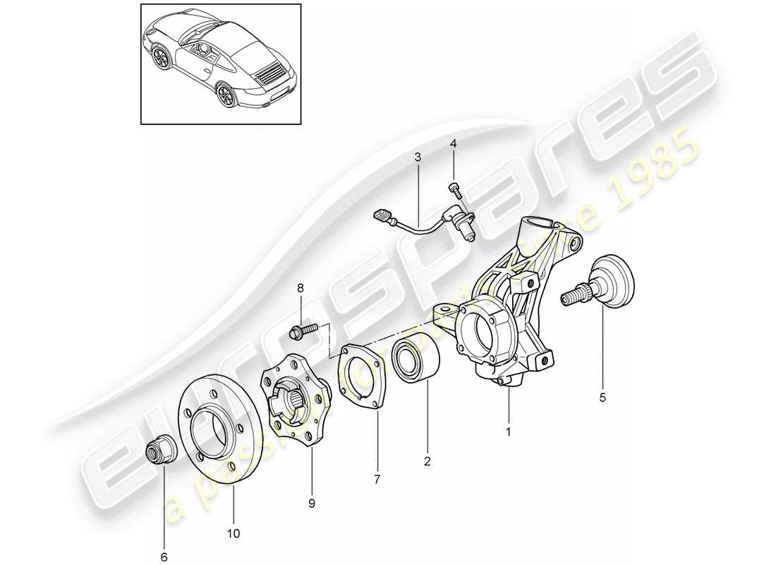 porsche 997 gen. 2 (2011) wheel carrier part diagram