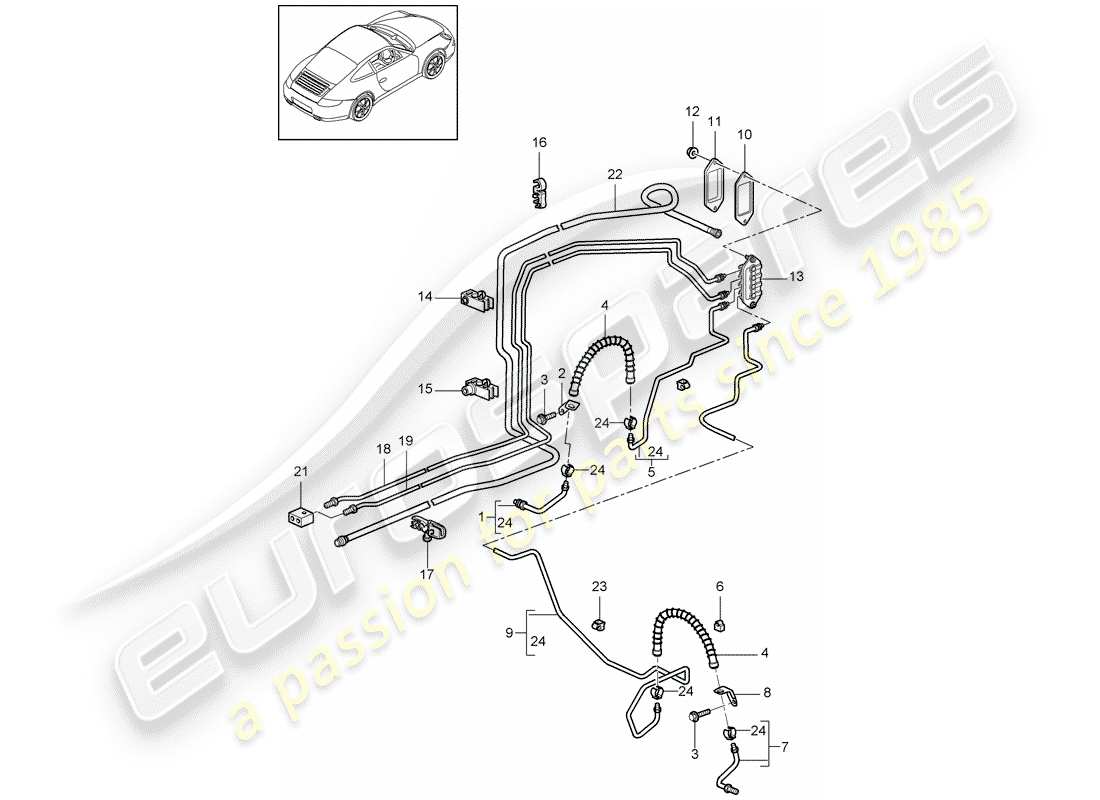 porsche 997 gen. 2 (2010) brake line part diagram