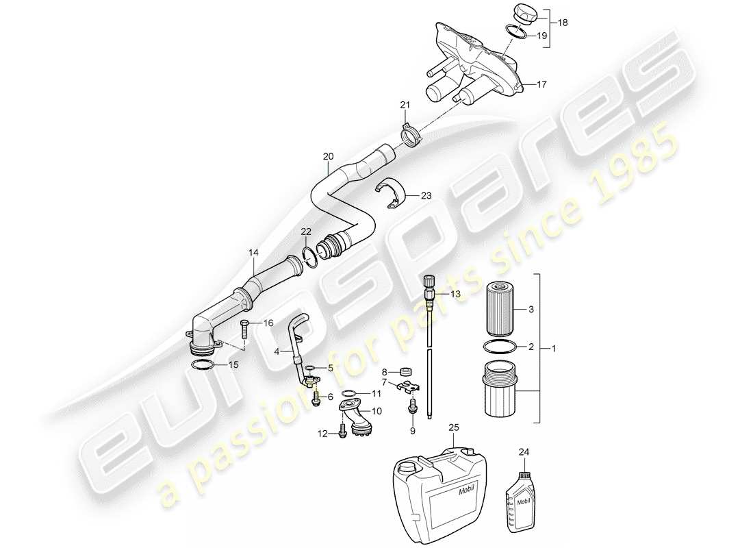 porsche boxster 987 (2007) engine lubrication part diagram