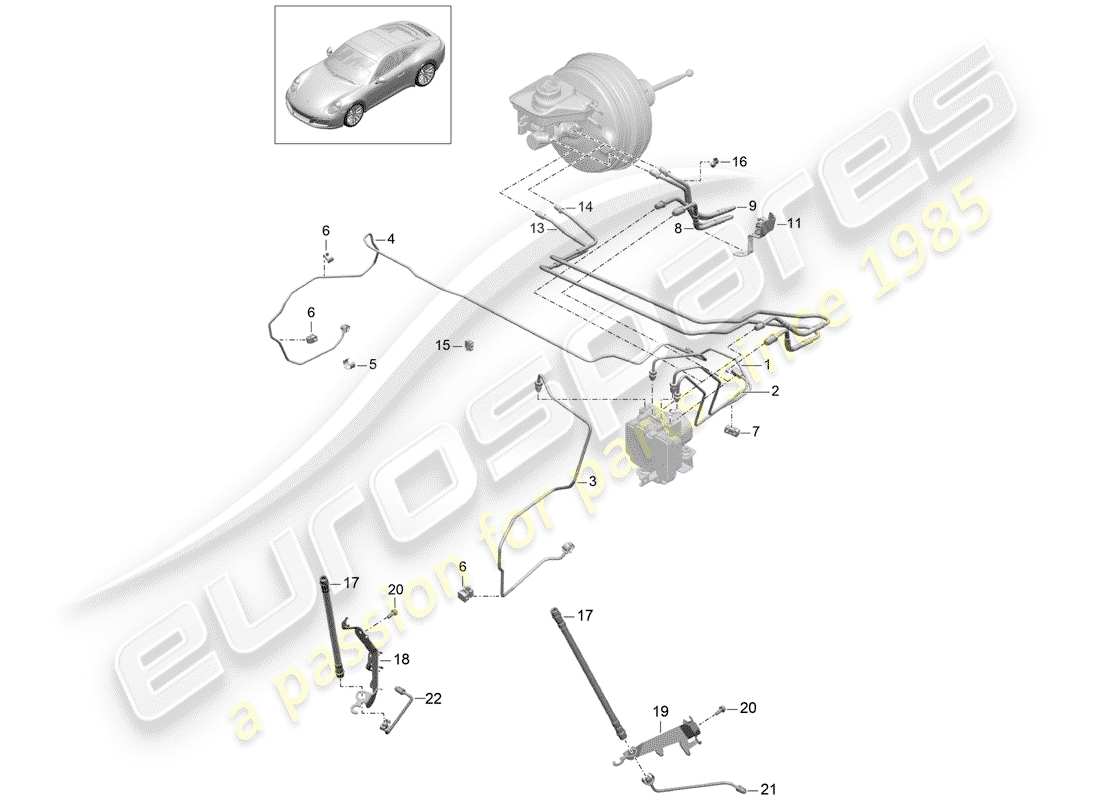 porsche 991 gen. 2 (2020) brake line part diagram