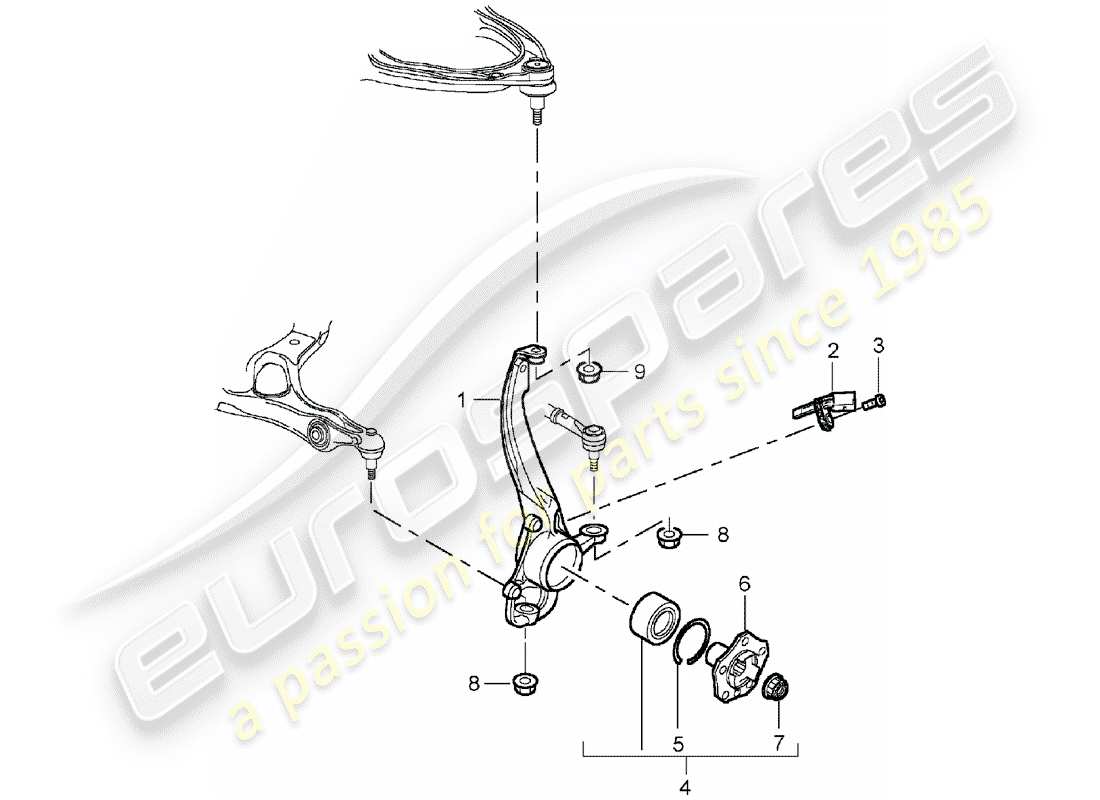 porsche cayenne (2004) pivot bearing part diagram