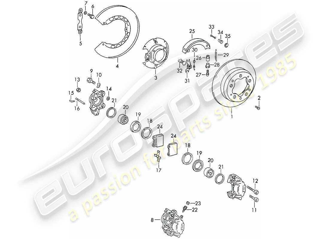 porsche 911/912 (1966) disc brakes - d - mj 1969>> - mj 1969 part diagram