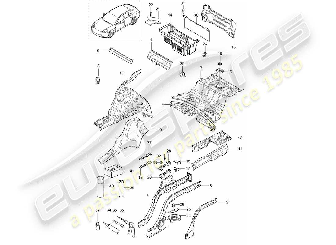 porsche panamera 970 (2015) rear end part diagram