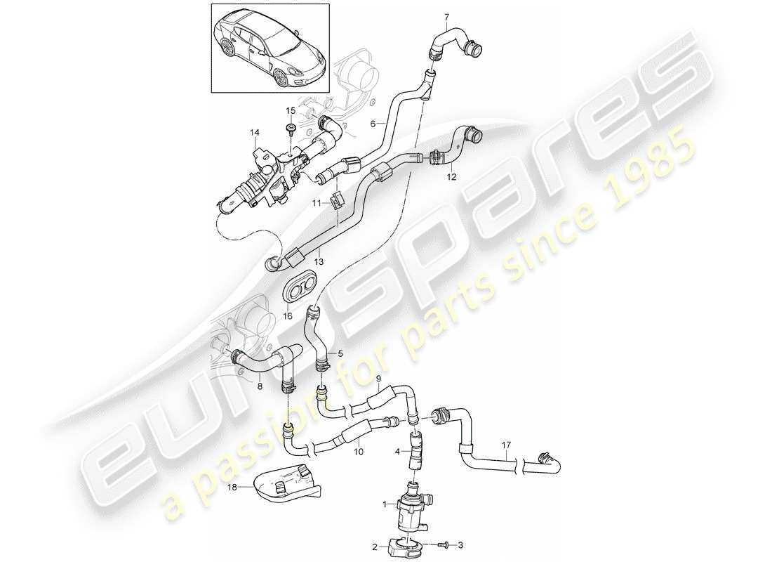 porsche panamera 970 (2015) hot air line part diagram