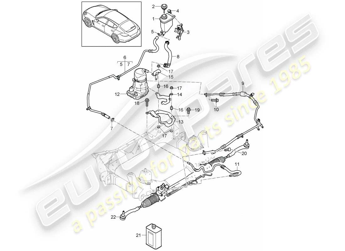 porsche panamera 970 (2016) power steering part diagram