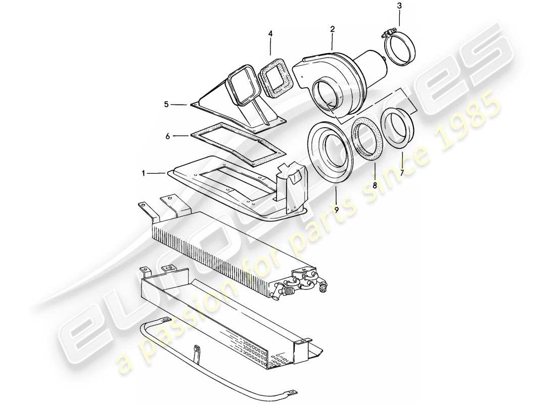 porsche 911 (1985) fan part diagram