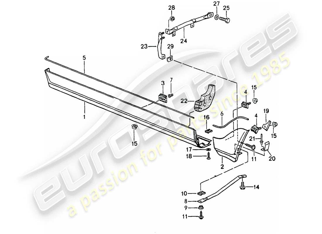 porsche 964 (1992) side member trim part diagram