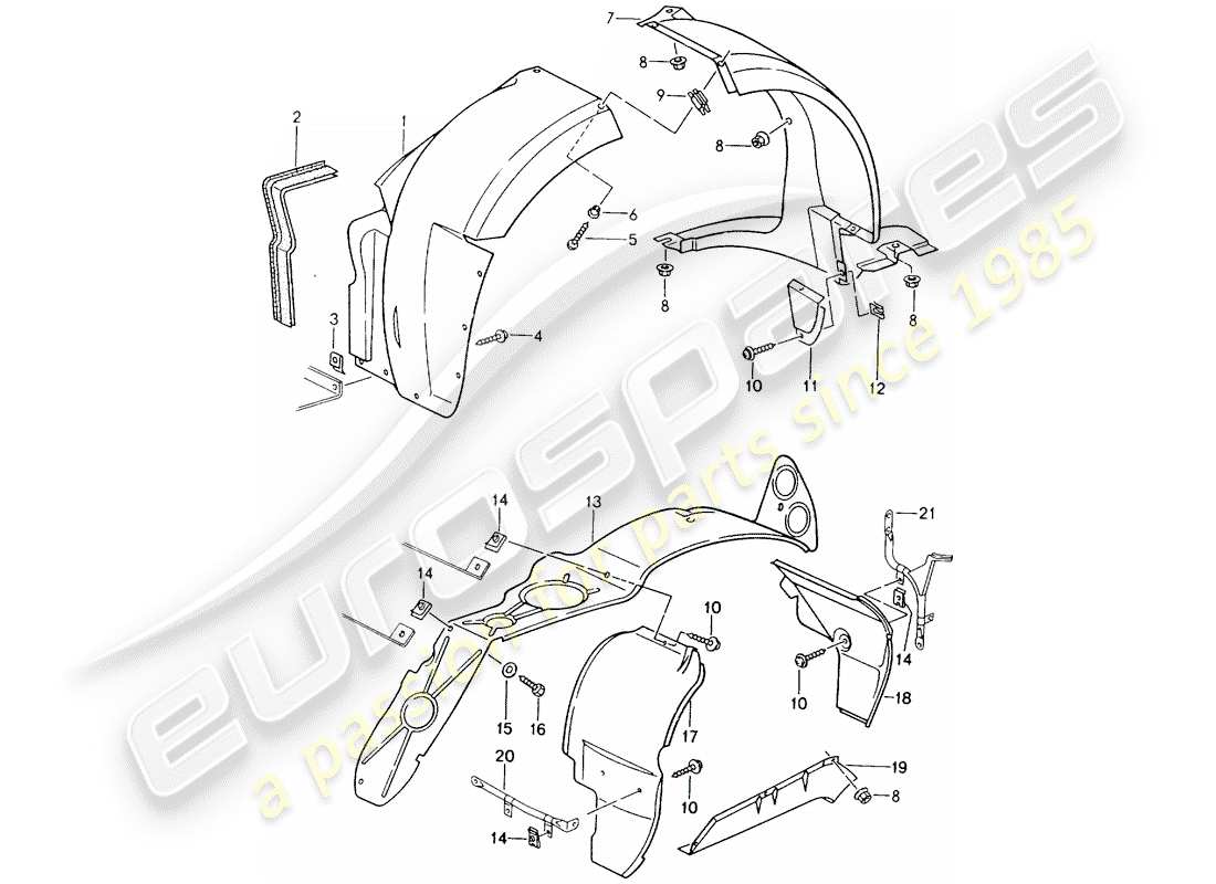 porsche 964 (1992) cover - wheel housing part diagram