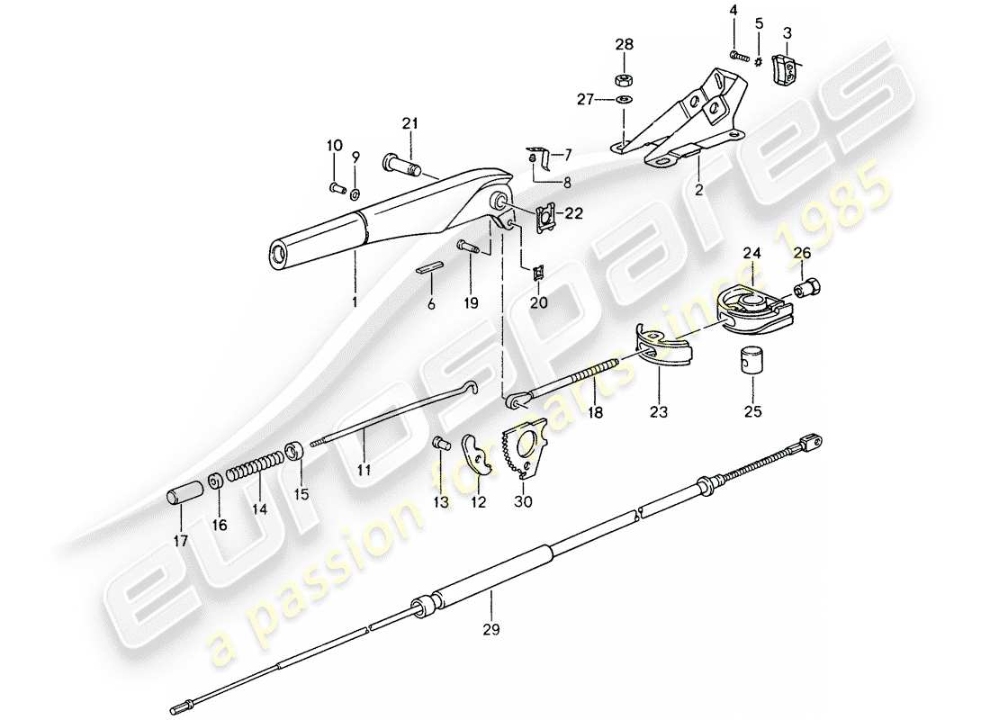 porsche 993 (1997) handbrake - actuator part diagram